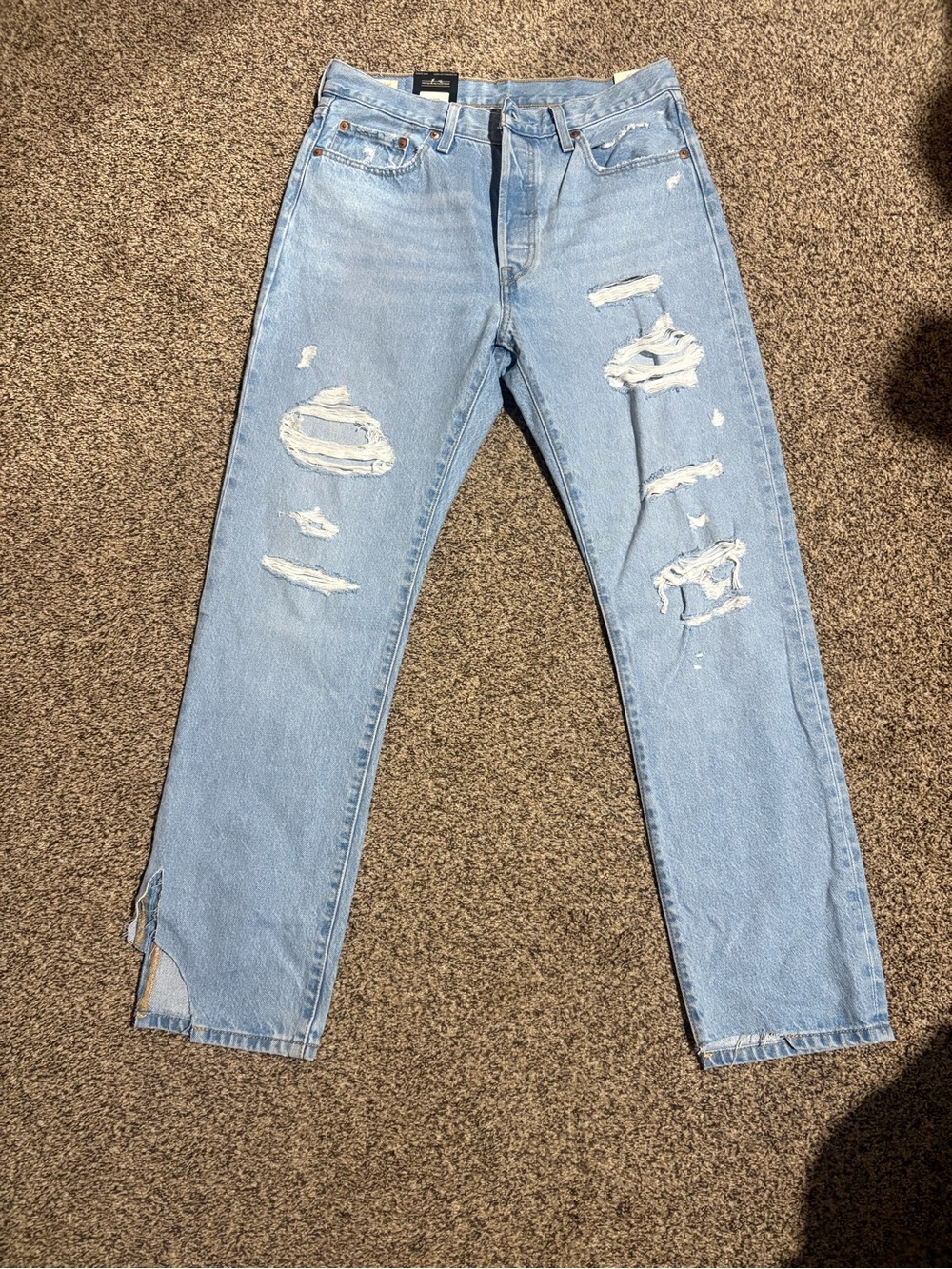 Levi's Light Blue Distressed Ankle Jeans